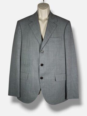 Brunello Cucinelli Men's Gray Wool Notch-Lapel Three-Button Suit Jacket Size 50